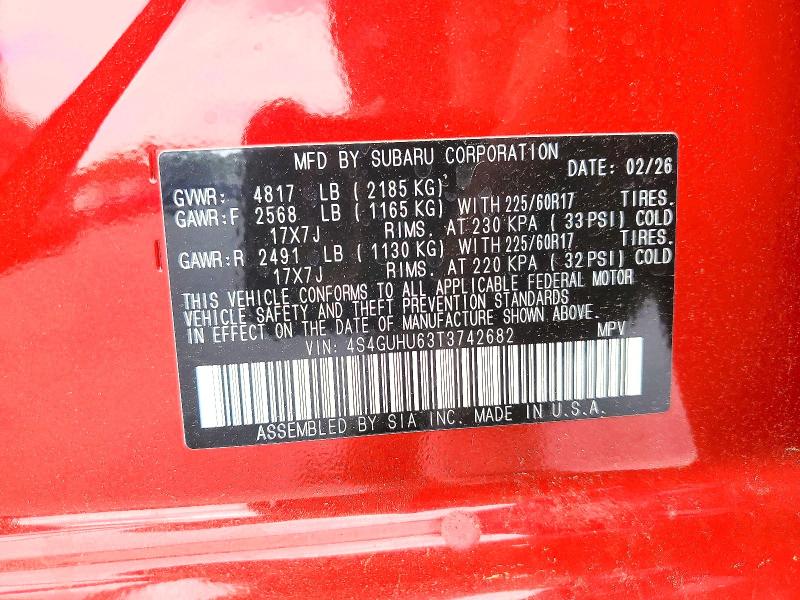 Продажа на аукционе авто 2026 Subaru Crosstrek, vin: 4S4GUHU63T3742682, номер лота: 55524226