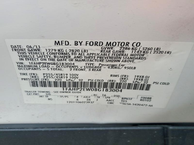 53948466 :رقم المزاد ، 1FAHP2EW0BG183004 vin ، 2011 Ford Taurus مزاد بيع