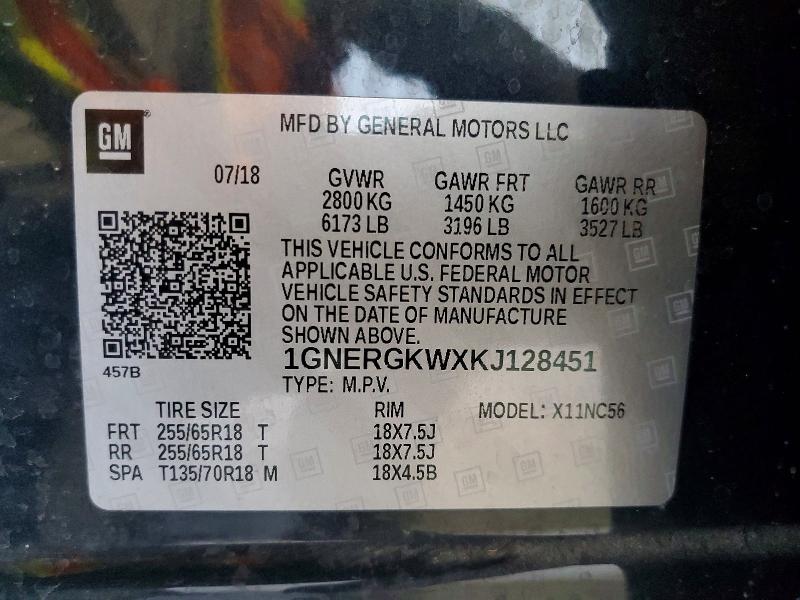 Продаж на аукціоні авто 2019 Chevrolet Traverse, vin: 1GNERGKWXKJ128451, номер лоту: 51994076