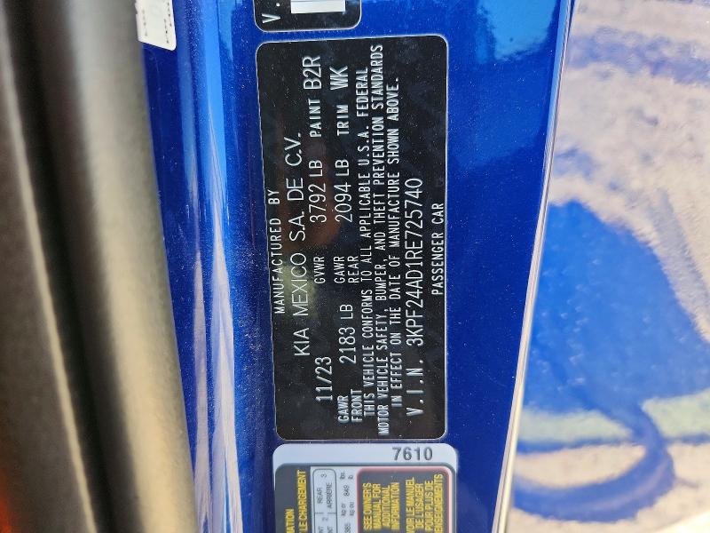 Продаж на аукціоні авто 2024 Kia Forte, vin: 3KPF24AD1RE725740, номер лоту: 52740116