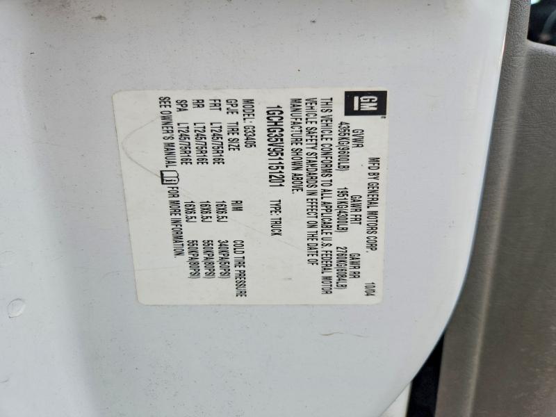 2005 Chevrolet Express G3500 მანქანა იყიდება აუქციონზე, vin: 1GCHG35V951151201, აუქციონის ნომერი: 52033636