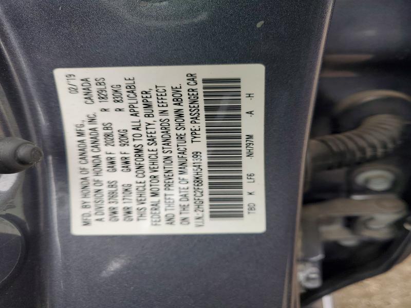 Продаж на аукціоні авто 2019 Honda Civic, vin: 2HGFC2F68KH541399, номер лоту: 52898646
