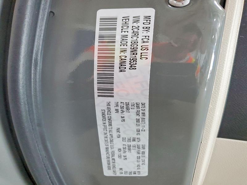 53876046 :رقم المزاد ، 2C4RC1BG9NR195348 vin ، 2022 Chrysler Pacifica مزاد بيع