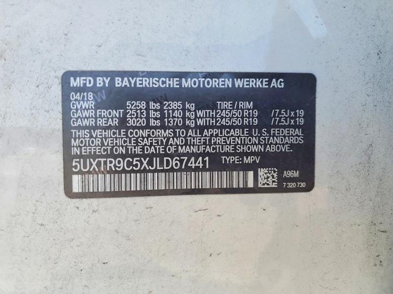 Aukcja sprzedaży 2018 Bmw X3, vin: 5UXTR9C5XJLD67441, numer aukcji: 52148796