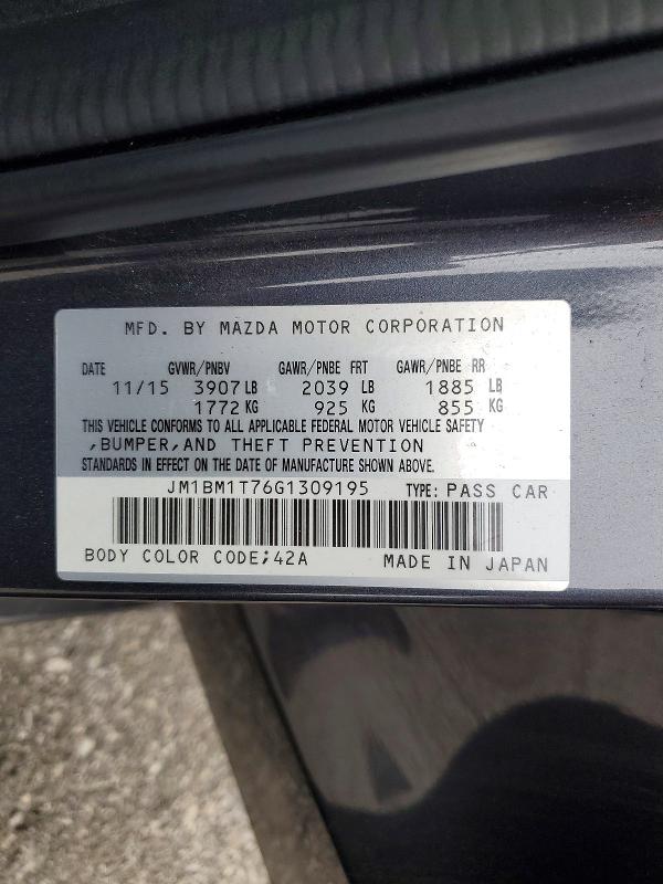 2016 Mazda 3 მანქანა იყიდება აუქციონზე, vin: JM1BM1T76G1309195, აუქციონის ნომერი: 53854016