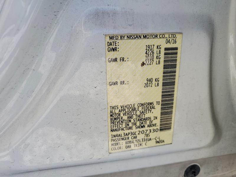Aukcja sprzedaży 2016 Nissan Altima, vin: 1N4AL3AP3GC207330, numer aukcji: 53213636