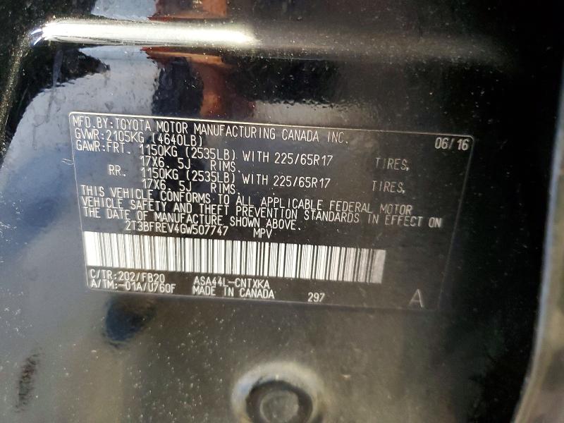 Продажа на аукционе авто 2016 Toyota Rav4, vin: 2T3BFREV4GW507747, номер лота: 55685766