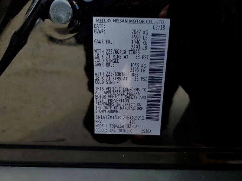 54758446 :رقم المزاد ، 5N1AT2MT5JC760271 vin ، 2018 Nissan Rogue مزاد بيع