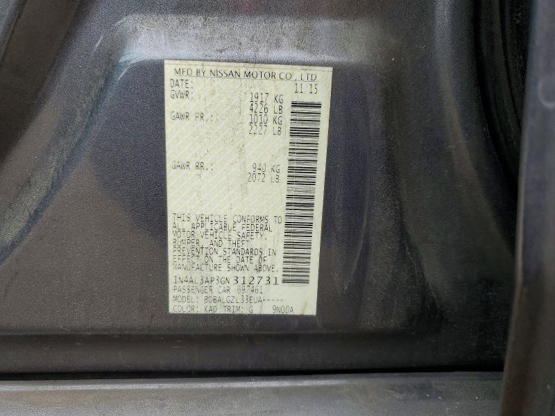 Продажа на аукционе авто 2016 Nissan Altima, vin: 1N4AL3AP3GN312731, номер лота: 54895036