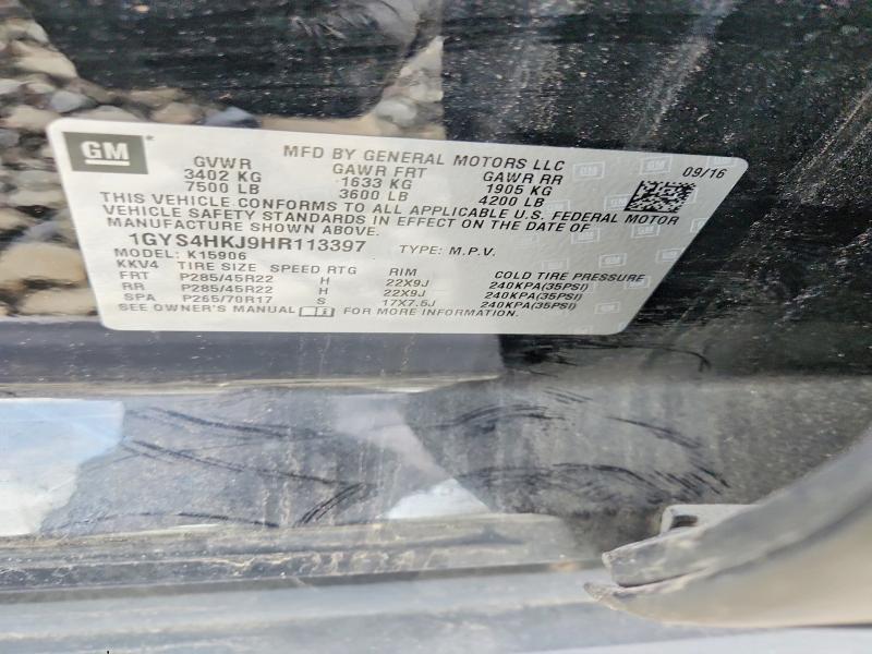 Aukcja sprzedaży 2017 Cadillac Escalade, vin: 1GYS4HKJ9HR113397, numer aukcji: 53106466