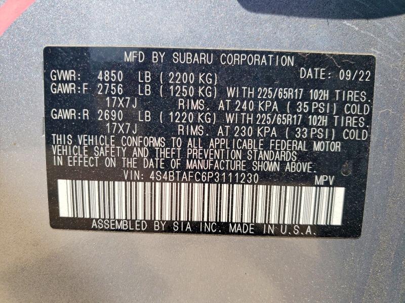 Продажа на аукционе авто 2023 Subaru Outback, vin: 4S4BTAFC6P3111230, номер лота: 53434776