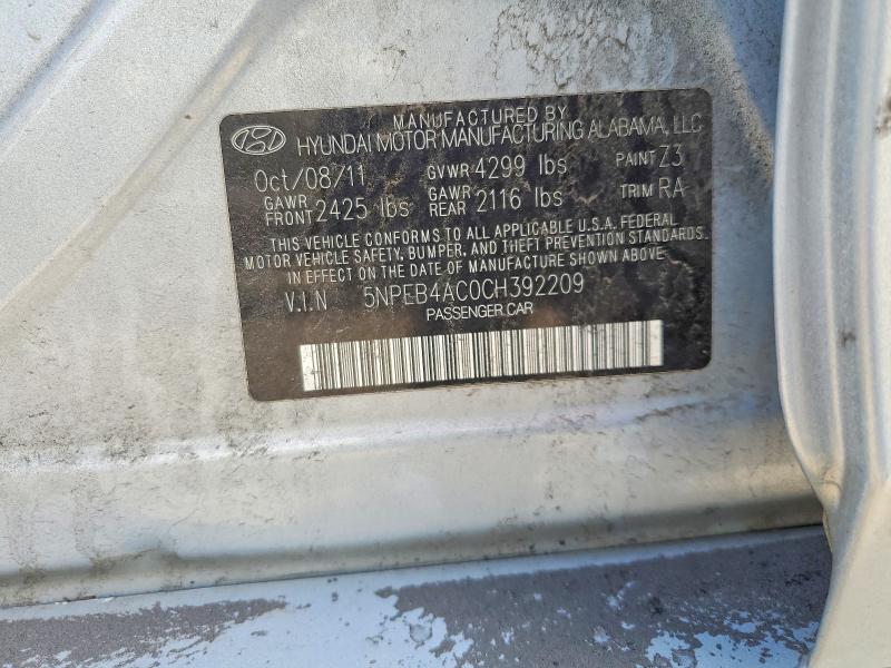 55128056 :رقم المزاد ، 5NPEB4AC0CH392209 vin ، 2012 Hyundai Sonata مزاد بيع
