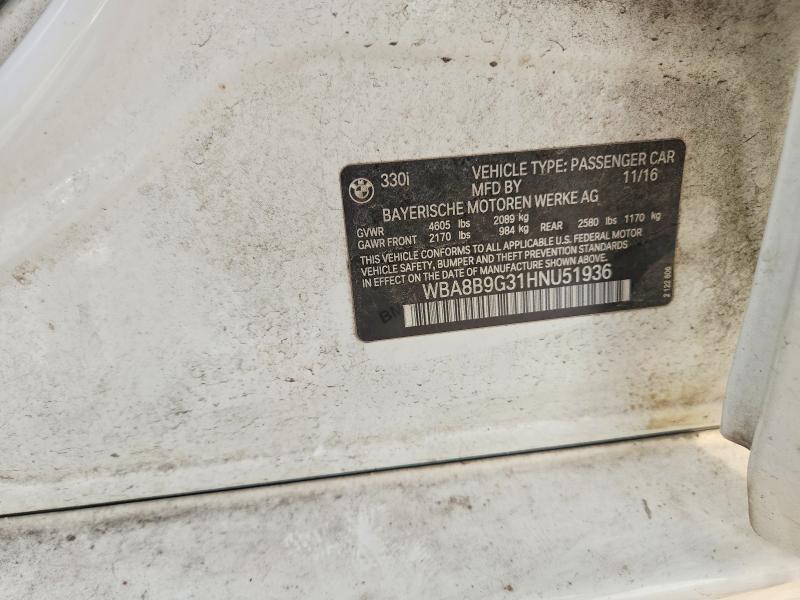 55379436 :رقم المزاد ، WBA8B9G31HNU51936 vin ، 2017 Bmw 330 مزاد بيع