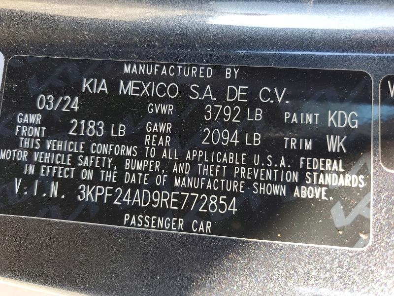 Продаж на аукціоні авто 2024 Kia Forte, vin: 3KPF24AD9RE772854, номер лоту: 52587046