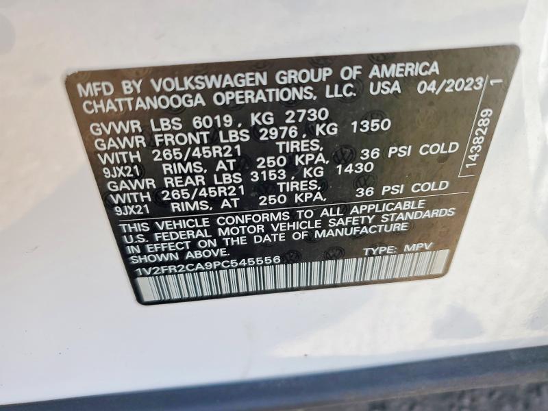 2023 Volkswagen Atlas მანქანა იყიდება აუქციონზე, vin: 1V2FR2CA9PC545556, აუქციონის ნომერი: 53541156