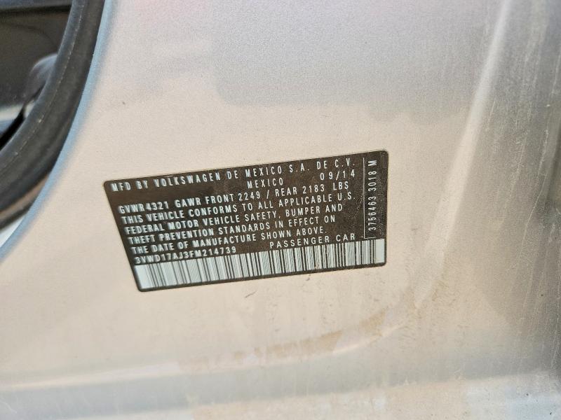 54456596 :رقم المزاد ، 3VWD17AJ3FM214739 vin ، 2015 Volkswagen Jetta مزاد بيع