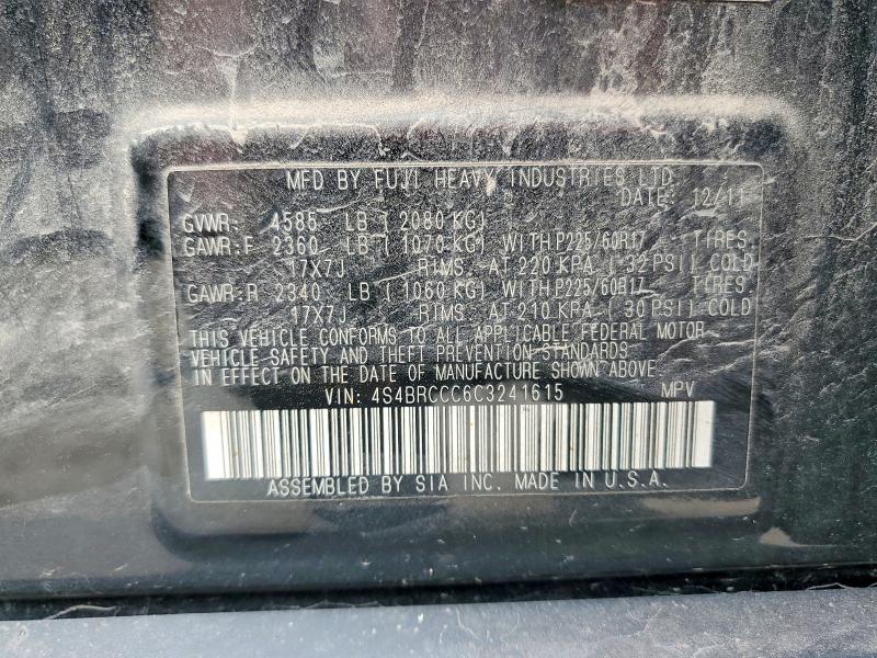 Продажа на аукционе авто 2012 Subaru Outback, vin: 4S4BRCCC6C3241615, номер лота: 54056676