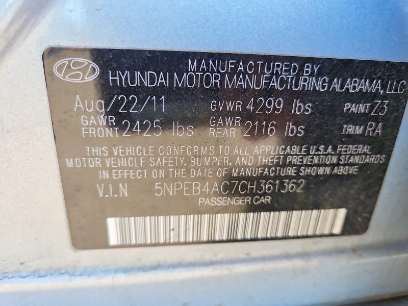 Aukcja sprzedaży 2012 Hyundai Sonata, vin: 5NPEB4AC7CH361362, numer aukcji: 51951036