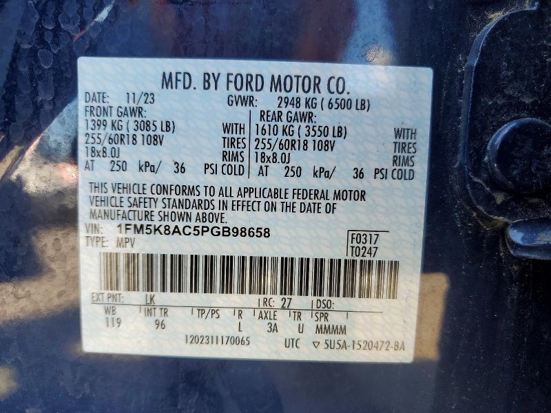 53365126 :رقم المزاد ، 1FM5K8AC5PGB98658 vin ، 2023 Ford Explorer مزاد بيع