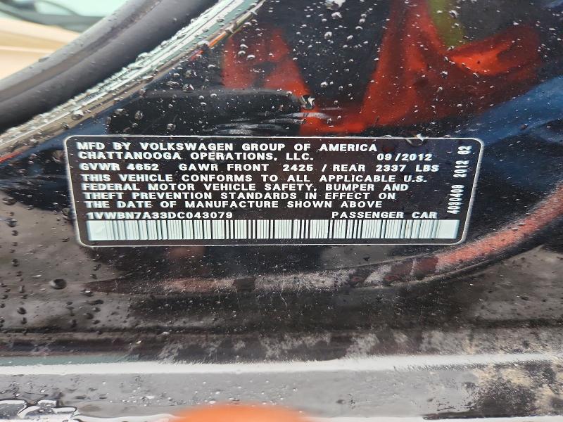 Aukcja sprzedaży 2013 Volkswagen Passat, vin: 1VWBN7A33DC043079, numer aukcji: 55102326
