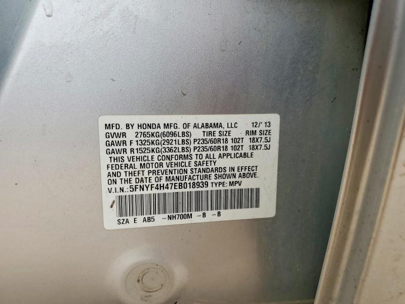 Продаж на аукціоні авто 2014 Honda Pilot, vin: 5FNYF4H47EB018939, номер лоту: 52261516