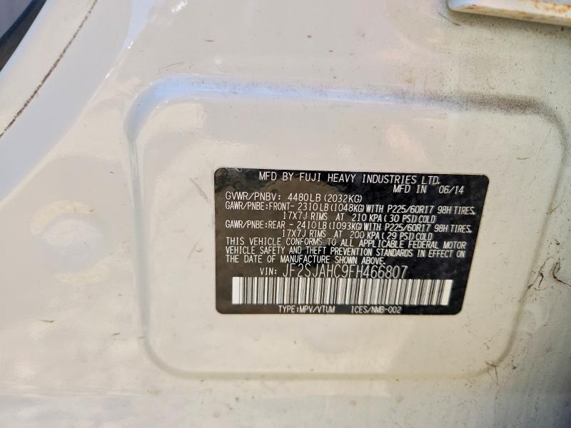 2015 Subaru Forester მანქანა იყიდება აუქციონზე, vin: JF2SJAHC9FH466807, აუქციონის ნომერი: 54317326
