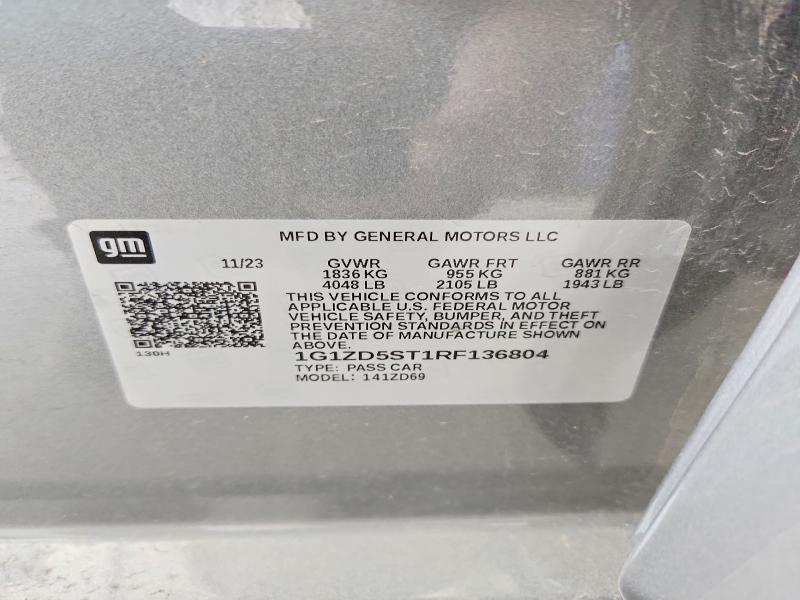 53742736 :رقم المزاد ، 1G1ZD5ST1RF136804 vin ، 2024 Chevrolet Malibu مزاد بيع