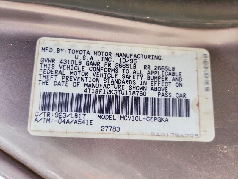 Aukcja sprzedaży 1996 Toyota Camry, vin: 4T1BF12K3TU118760, numer aukcji: 54668356