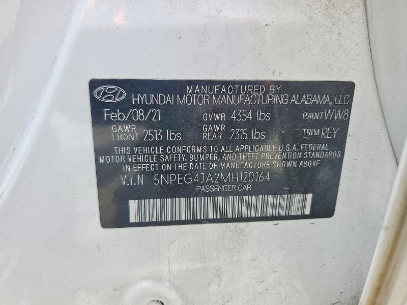 2021 Hyundai Sonata მანქანა იყიდება აუქციონზე, vin: 5NPEG4JA2MH120164, აუქციონის ნომერი: 53273116