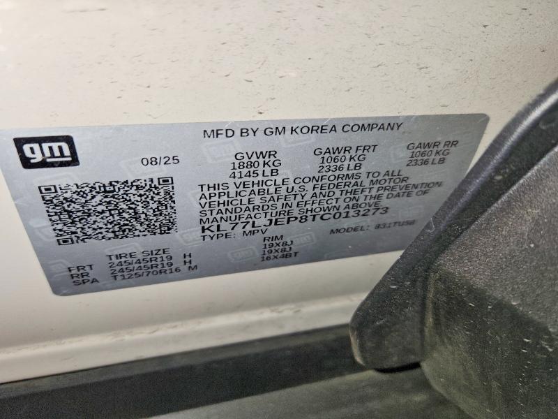 Aukcja sprzedaży 2026 Chevrolet Trax, vin: KL77LJEP8TC013273, numer aukcji: 53989376