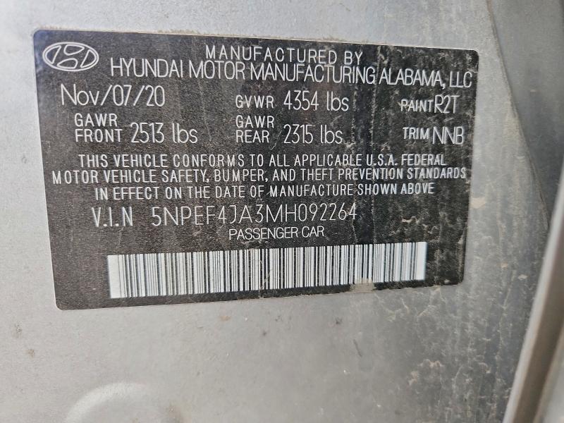 Продажа на аукционе авто 2021 Hyundai Sonata, vin: 5NPEF4JA3MH092264, номер лота: 54701116