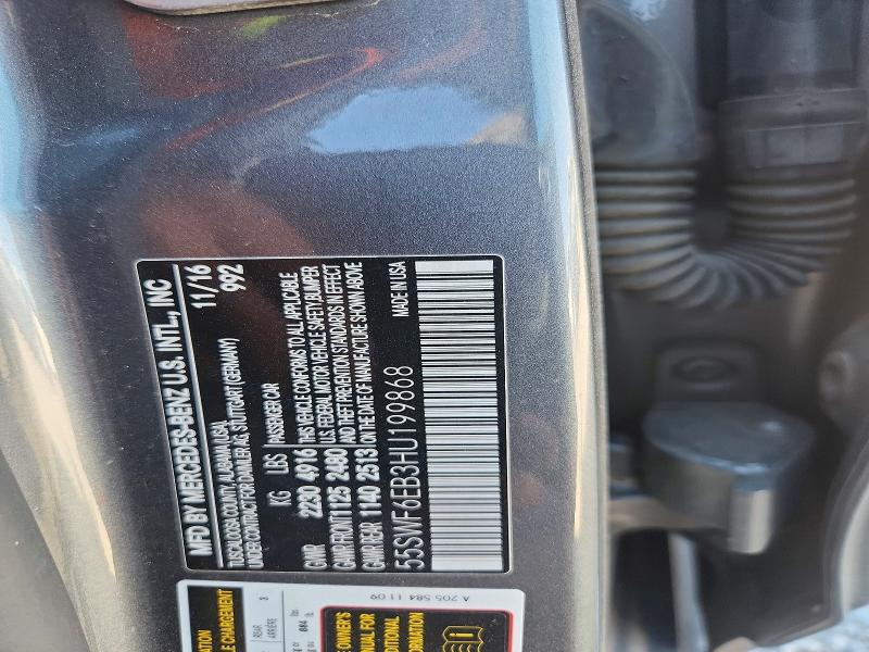 53748716 :رقم المزاد ، 55SWF6EB3HU199868 vin ، 2017 Mercedes-benz C مزاد بيع