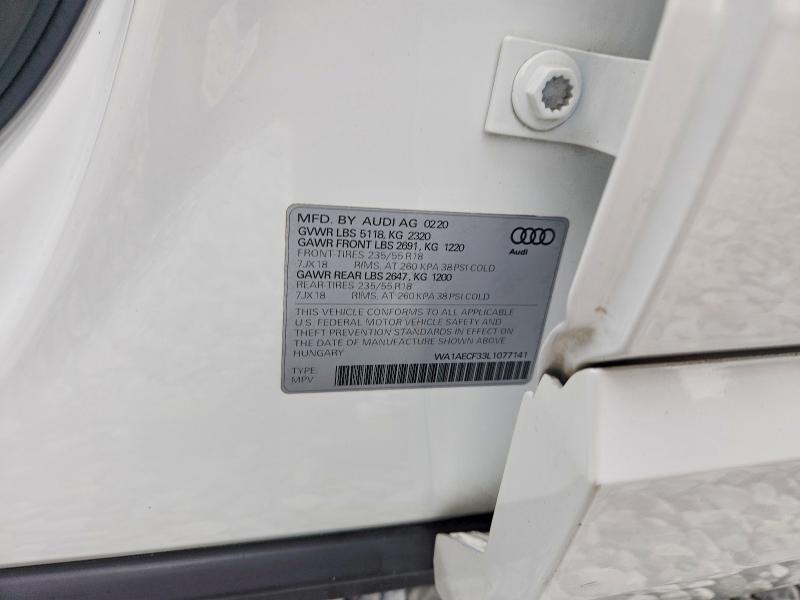 Продажа на аукционе авто 2020 Audi Q3, vin: WA1AECF33L1077141, номер лота: 52779136