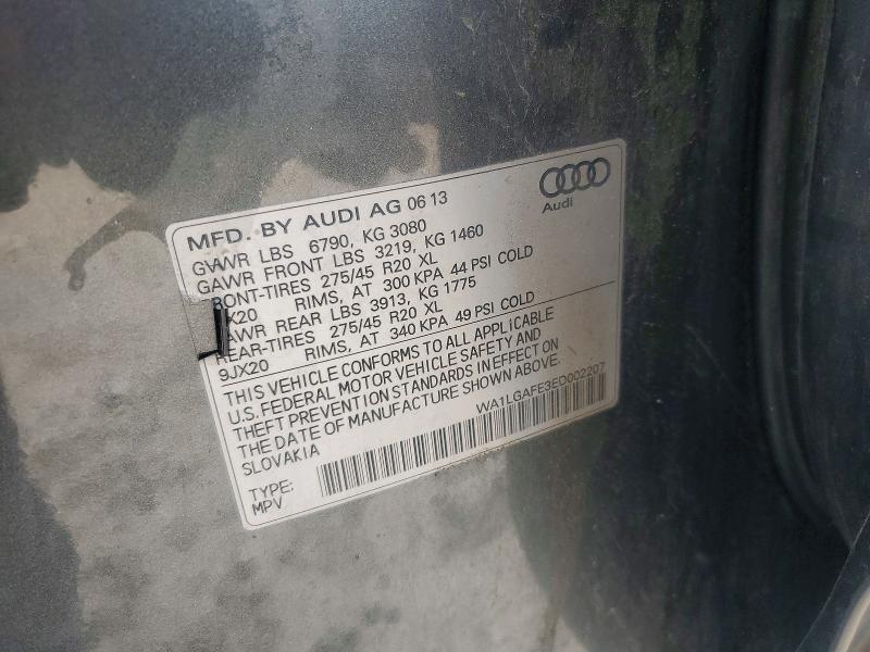 2014 Audi Q7 მანქანა იყიდება აუქციონზე, vin: WA1LGAFE3ED002207, აუქციონის ნომერი: 54270816