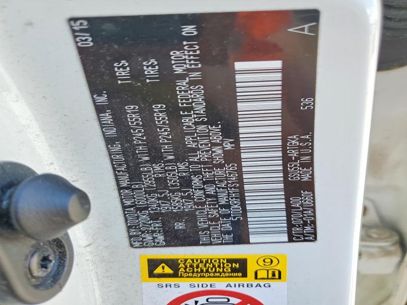 52951036 :رقم المزاد ، 5TDDKRFH1FS146765 vin ، 2015 Toyota Highlander مزاد بيع