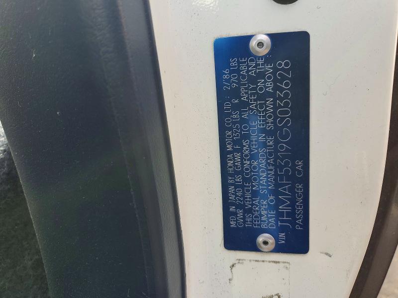 Aukcja sprzedaży 1986 Honda Civc, vin: JHMAF5319GS033628, numer aukcji: 54318086