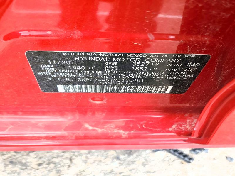 Продажа на аукционе авто 2021 Hyundai Accent, vin: 3KPC24A61ME136491, номер лота: 52039356