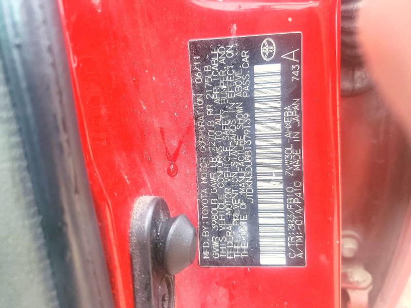 Aukcja sprzedaży 2011 Toyota Prius, vin: JTDKN3DU8B1379139, numer aukcji: 52000236
