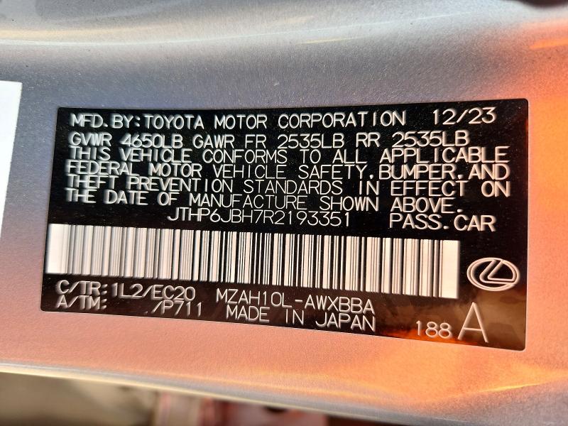 2024 Lexus Ux 250h მანქანა იყიდება აუქციონზე, vin: JTHP6JBH7R2193351, აუქციონის ნომერი: 54699866
