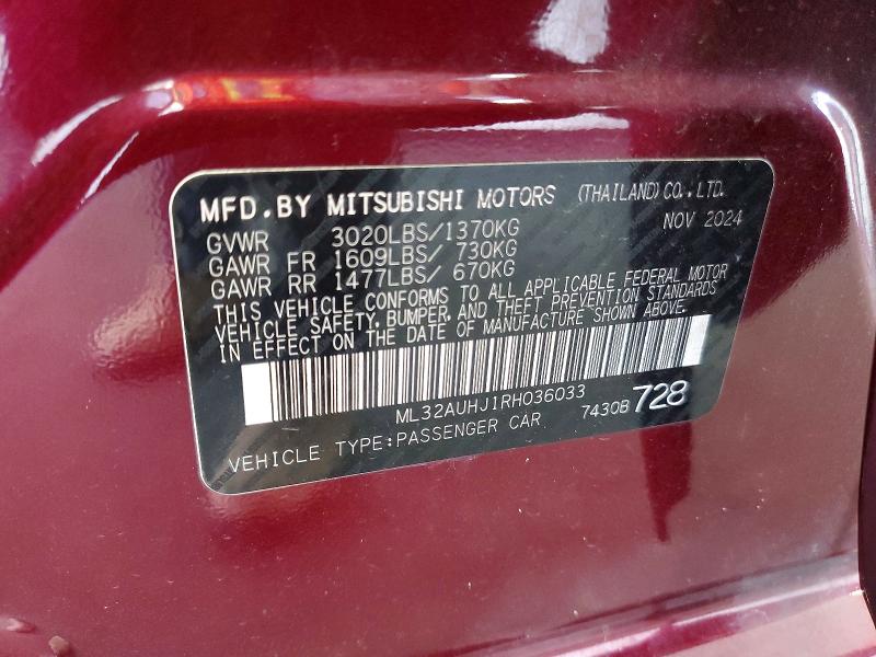 Aukcja sprzedaży 2024 Mitsubishi Mirage, vin: ML32AUHJ1RH036033, numer aukcji: 54973866