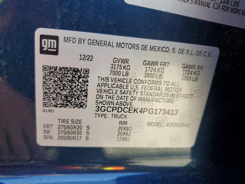 Aukcja sprzedaży 2023 Chevrolet Silverado, vin: 3GCPDCEK4PG173413, numer aukcji: 55327016