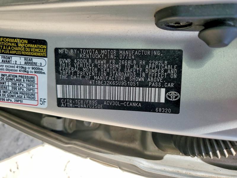53782186 :رقم المزاد ، 4T1BE32K65U951051 vin ، 2005 Toyota Camry مزاد بيع