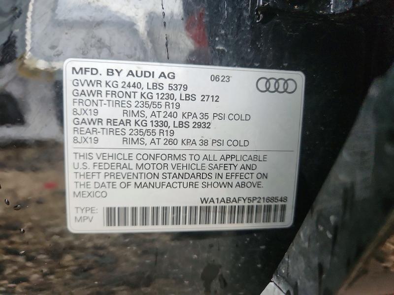 2023 Audi Q5 მანქანა იყიდება აუქციონზე, vin: WA1ABAFY5P2168548, აუქციონის ნომერი: 55183106