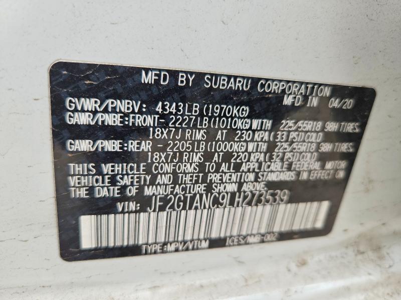 Aukcja sprzedaży 2020 Subaru Crosstrek, vin: JF2GTANC9LH273539, numer aukcji: 51754036