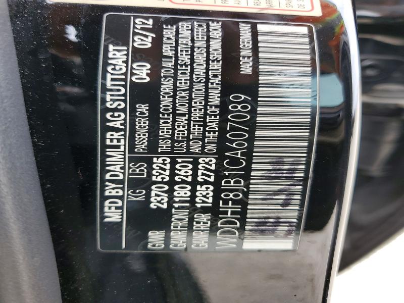 Aukcja sprzedaży 2012 Mercedes-benz E, vin: WDDHF8JB1CA607089, numer aukcji: 52500306