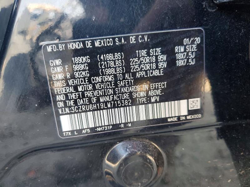 Продаж на аукціоні авто 2020 Honda Hr-v, vin: 3CZRU6H19LM715382, номер лоту: 54250656