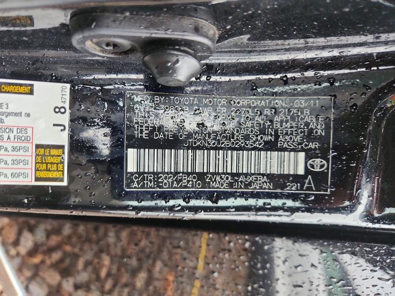 Aukcja sprzedaży 2011 Toyota Prius, vin: JTDKN3DU2B0293542, numer aukcji: 54347456