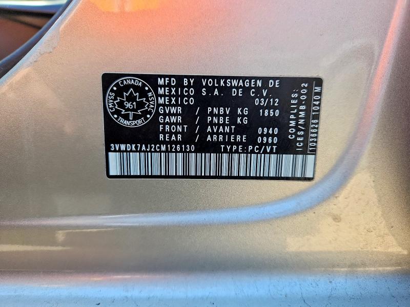 Продажа на аукционе авто 2012 Volkswagen Jetta, vin: 3VWDK7AJ2CM126130, номер лота: 53179736