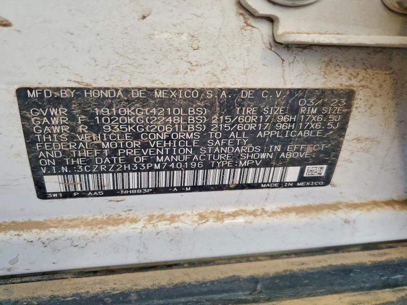 53414936 :رقم المزاد ، 3CZRZ2H33PM740196 vin ، 2023 Honda Hr-v مزاد بيع