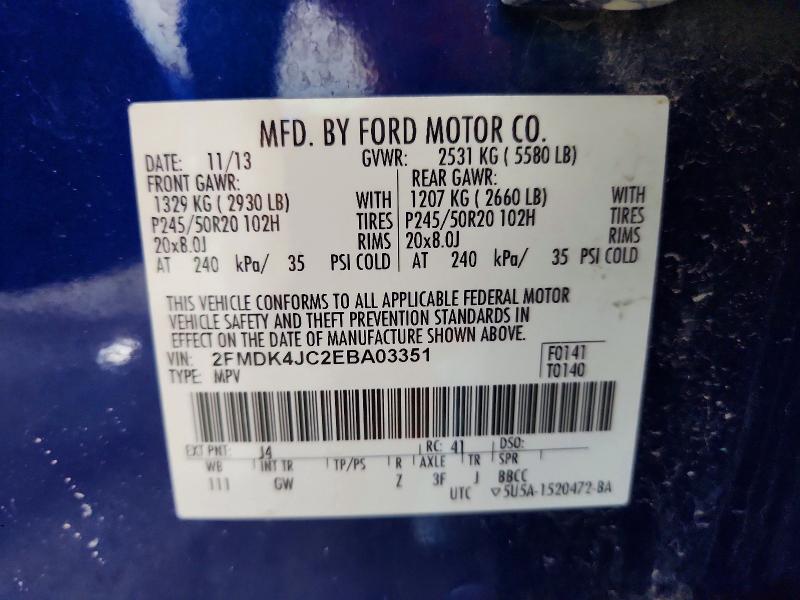 Aukcja sprzedaży 2014 Ford Edge, vin: 2FMDK4JC2EBA03351, numer aukcji: 52201636